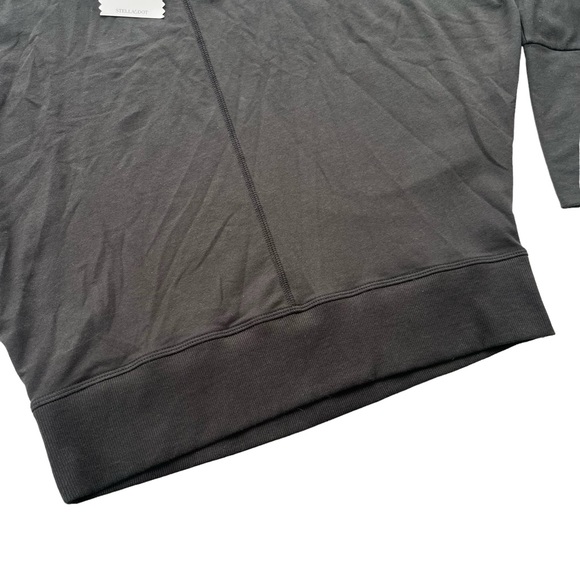 Stella & Dot Womens Large Black Gold Snap Boatneck Dolman Sleeve Jersey Knit Top - Picture 10 of 15